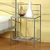 Coaster Contemporary Modern Night Stand Bedside Table, Silver Metal Finish
