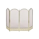 Outdoor Living : UniFlame 4 Fold Polished Brass Screen W/ Decorative Filigree