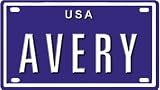 Avery USA mini metal embossed license plate name for bikes, tricycles, wagons, kids doors, golf carts, baby strollers, pedal cars. Over 400 names available. Type in