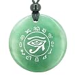 All Seeing and Feeling Eye of Horus Egyptian Amulet Green Aventurine Magic Gemstone Circle Good Luck Powers Pendant Necklace