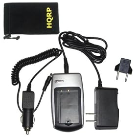 HQRP Replacement Battery Charger for Panasonic Lumix DMC Series - FZ7, FZ8, FZ18, FZ28, FZ30, FZ50 Digital Camera (incl. Car and Wall USA / European Plug Adapters) plus HQRP Carrying Bag