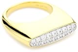 Nicky Hilton Silver and 18k Gold Wash Cubic Zircinia Pave Ring, Size 7