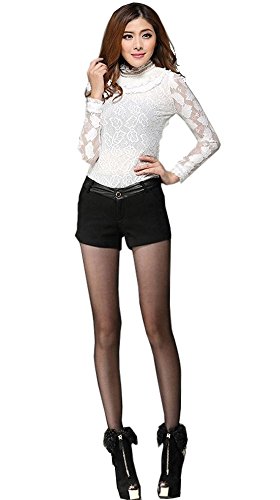 ショートパンツ ウール パンツ セクシー 美脚 スキニー ハイソックス ニーハイ ブーツ エレガンス キュート カジュアル パーティ ２次会 レディース 秋物 冬物 可愛いスカーフ付き R359