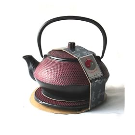 Burgundy Cast Iron Teapot With Trivet By Moda - 10.5 oz by 