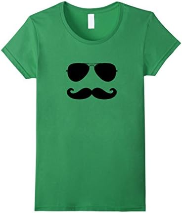 Women's Mustache Sunglasses Tshirt Small Grass