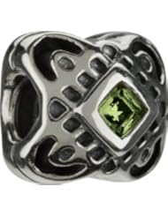 Authentic Chamilia Silver Green CZ Celtic Knot Charm - Retired