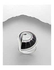 Black Resin Ring In 92.5 Sterling Silver