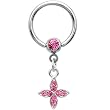 14 Gauge Pink Gem Cross Dangle Captive Ring