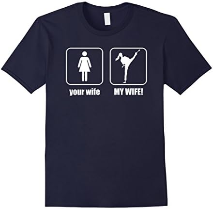 Men's Girl taekwondo shirt - Your wife - my wife - Taekwondoin- 05 Large Navy