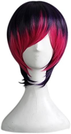 E-Mell Unisex Yuri Kuma Arashi Cosplay Ginko Yurishiro 13.8" Short Wig (Purple Red)
