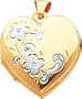 14K Two Tone Gold Flower Heart Locket Jewelry New |A