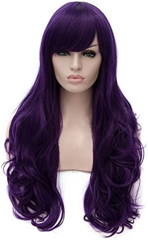 Beauty Number 1 New Fashion 32" 80cm Women Wig Long Wavy Hair Heat Resistant Spiral Curly Cosplay Wigs Grape Purple (#COS07)