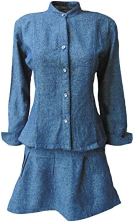 Xidi Womens Jeans Suit Dress Long Sleeve Pullover Slim Wrap Jacket and Skirt Suit Set Blue Small