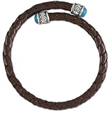 Brown Leather Coil Bracelet Features Memory Wire With Turquoise Accents