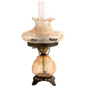 Amber Crackle Tamoshanta Night Light Hurricane Table Lamp