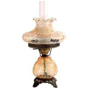 Amber Crackle Tamoshanta Night Light Hurricane Table Lamp by Universal Lighting and Decor
