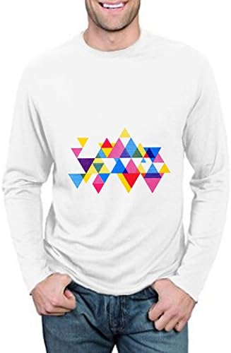 Micky Studio Triangles Watercolors Modern Style Excellent Quality, Comfortable And Simple , Art Color Graphic Crewneck Long Sleeve mens T-shirt Size XL