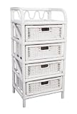 Willow Weaving White Rattan 4  Drawer Storage Unit
