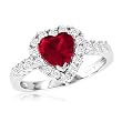10k White Gold Heart-Shaped Created Ruby and Round Created White Sapphire Heart Ring