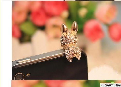 Poposh Bunny Rabbit 3.5mm Crystal Anti Dust Plug Bling Earphone Jack Glitter Diamond Rhinestone Headphone Port Stopper Caps For iPhone 3 3G 3GS 4 4GS 4S/iPad 1 2 3 /Ipad mini/ Samsung Galaxy Tab 10.1 P7500 P5110 /Samsung Galaxy Note 10.1/ Samsung Galaxy Tab 7.0 P3110 P6100 P1000/10.1 Supertab, epad,apad, samsung galaxy S2 i9100 i9220 S3 I9300 ,S4 I9500, tab n7000/ HTC sensation XL, DESIRE HD ONE X ,LG P880,Nokia Lumia ,Blackberry ,etc uiversal (Union Jack Style) - Gold
