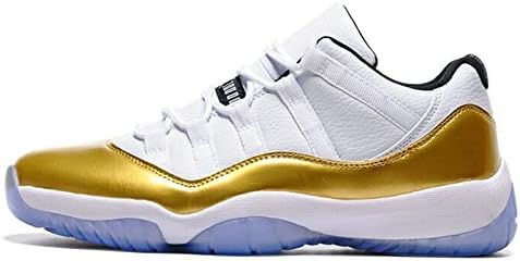 Mrs Annabel Day Leather Basketball Shoes Air Jordan 11 AJ11 White and Gloden Men's Casual Shoes