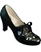 Aris Allen Black & Silver 1930s Heeled Swing Oxford with Suede Sole