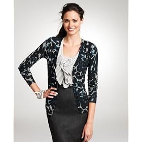 Buy Ann Taylor Ladies Lt. Iron Heather Animal Print Cardigan