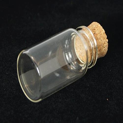 Pandahall 200 Pcs Mini Cute Small Cork Stopper Glass Bottles, Decorative Storage Pendants, 22x15mm