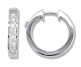 1 Carat Channel Set Diamond Earrings in 14k White Gold (with Safety Lock)