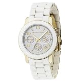Women White Watch, MICHAEL Michael Kors Womens White Polyurethane & Goldtone Mixed Metal Bracelet Watch