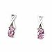 Sterling Silver Earrings with Pink CZ - Size: 15mm