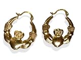 9ct Gold Polished Claddagh Creoles Hoop Earrings