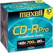 Maxell CDR PRO 700MB 80MIN 48X-W/ JC 10PK ( 648410 )