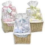 Baby Gift Basket 9pc SET Layette w/ Plush Bear (Pink)