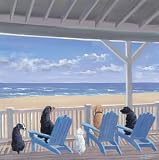Dogs on Deck Chairs Art Poster Print