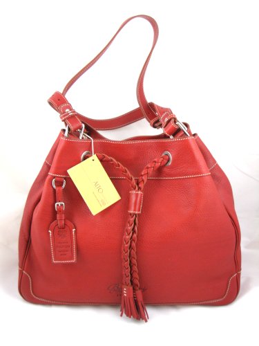 Dooney & Bourke Boldrini Italian Alto Collection Vachetta Leather Red Large Drawstring Handbag