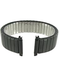 16-21mm Speidel Twist-O-Flex Ion Coating Stainless Plain Black Watch Band 1521/2