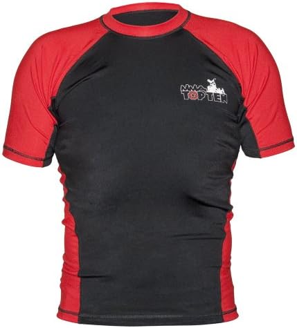 Top Ten MMA Short Sleeve Rash Guard - Black/Red - Large