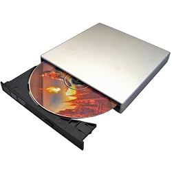 [ Silver Color ] Enclosure Slim External Laptop Notebook Rewriteable CD and 8X DVD + - RW Double Dual Layer Read write DVD Drive USB2.0