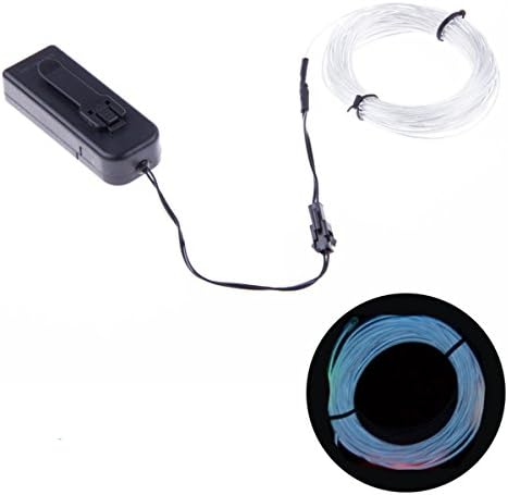 5M Length Flexible Neon Light Cable Glow EL Wire tape Car Party Decor Rope Tube cabo neon flexivel 10 Colors (White)