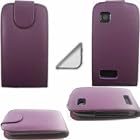 Flip Case Cover Skin And LCD Screen Protector For Nokia Asha 200 / 201 / Purple