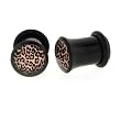 Black Acrylic Single Flare Plug - Leopard Logo - 00g - Sold as a Pair