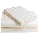 250-Thread-Count100%CottonSateenDobbyStripeQueenSheetSet,Ivory