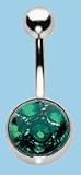 Green Opal Firebell Navel Bar 14 gauge by 3/8 in length