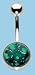 Green Opal Firebell Navel Bar 14 gauge by 3/8 in length
