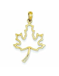 14K Gold Polished Cut Out Maple Leaf Pendant