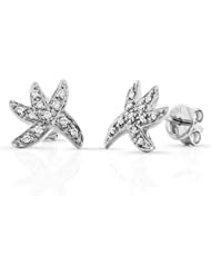 0.10 total carat Round Cut Diamond Star Design Stud Earrings in 14k Gold