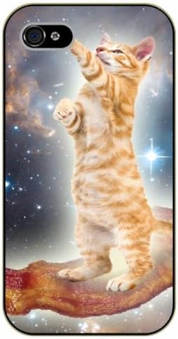 iPhone 5C Bacon cat flying in space - black plastic case / Cats, Hipster, stars