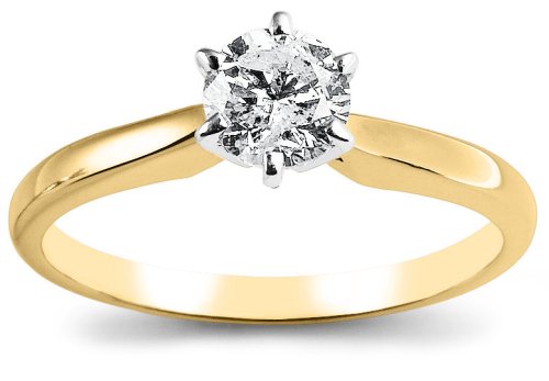 14k Yellow Gold Round Diamond Solitaire Engagement Ring (1/2 ct, J-K Color, I3 Clarity)