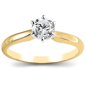 14k Yellow Gold Round Diamond Solitaire Engagement Ring (1/2 ct, J-K Color, I3 Clarity)